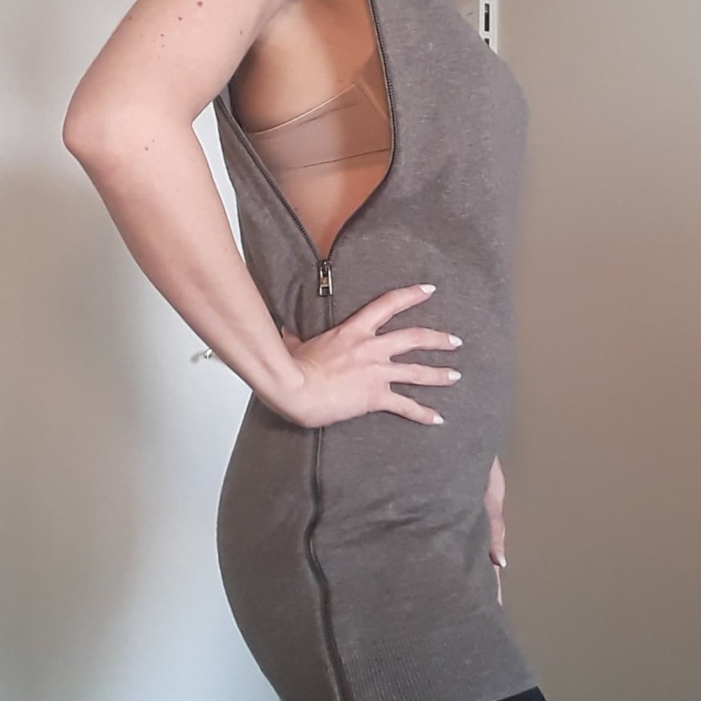 ALL SAINTS - Camel Brown Tunic Turtleneck KANINDA Dress Top with Zippered Sides - Picture 4 of 15
